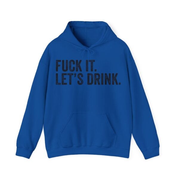 Funky blue hoodie with bold statement text for a cool, casual look.