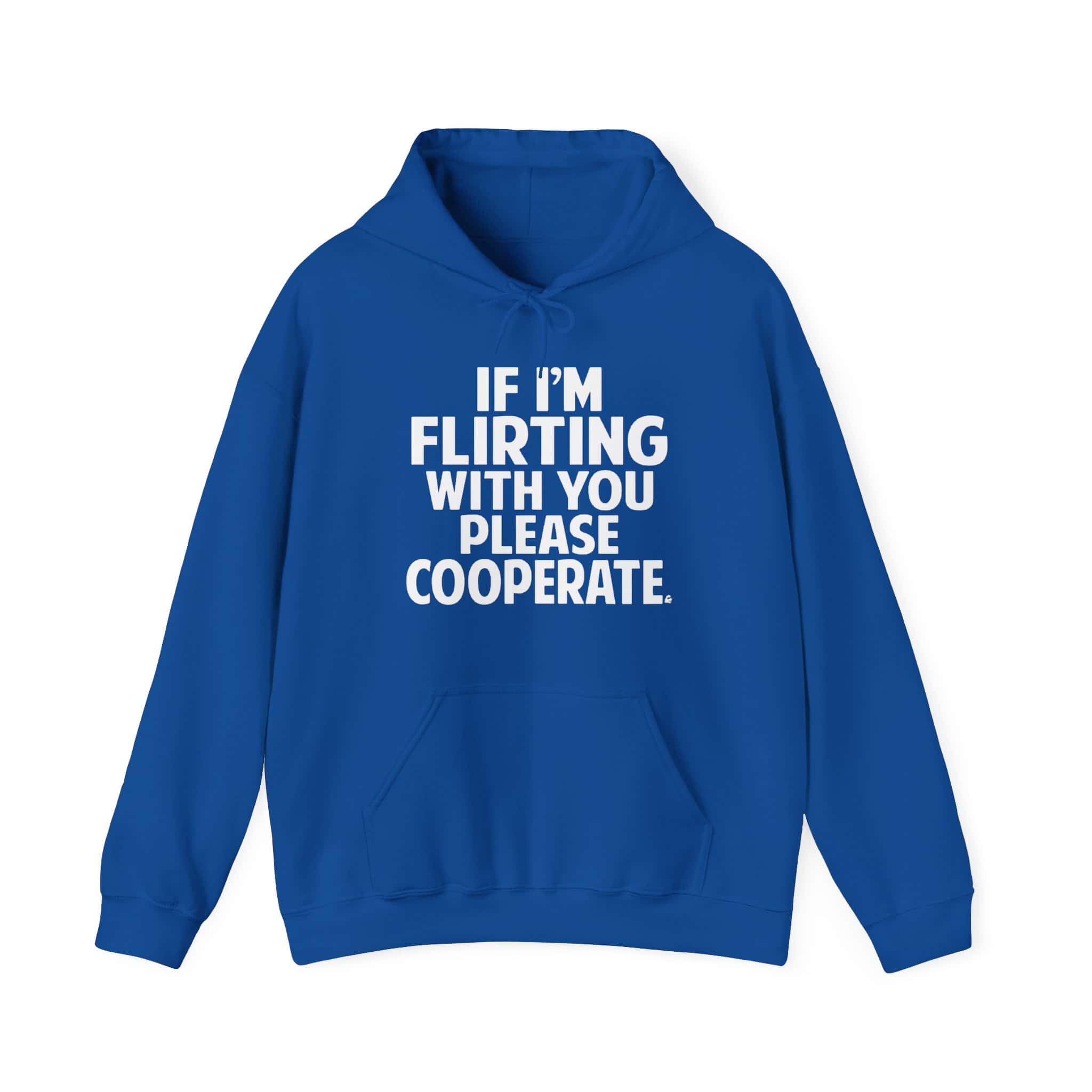Comfortable blue hoodie with bold white statement text for a trendy, affordable, and stylish casual look. Great for making a cool, confident fashion statement without breaking the bank.
