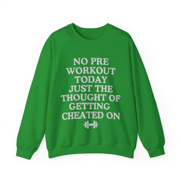 No pre workout sweatshirt with fun and ironic statement. Perfect for casual, comfortable, and cool streetwear styles. Great for fitness enthusiasts and humor lovers alike.