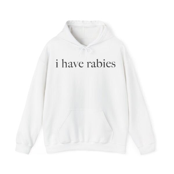 I have rabies hoodie with funny text and a casual streetwear style.