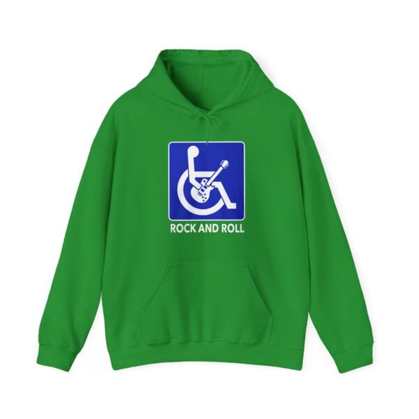 Fancy cheap statement clothes hoodie with rock and roll graphic in bright green, bold and stylish streetwear. perfect for casual, fashionable looks that stand out. affordable trendy apparel for music lovers. relevance.
