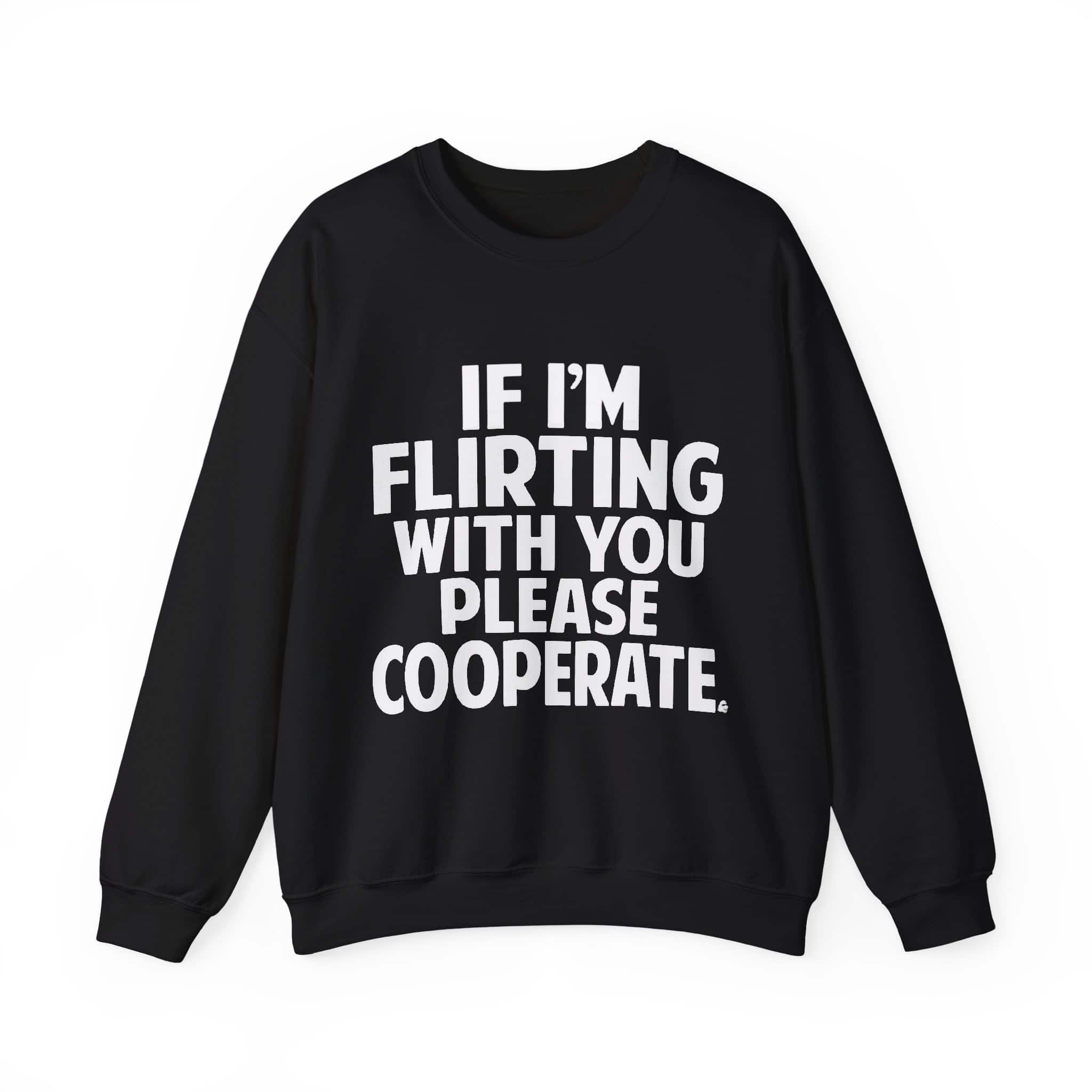 Comfy black sweatshirt with a humorous statement, perfect for casual, affordable, and stylish streetwear looks.