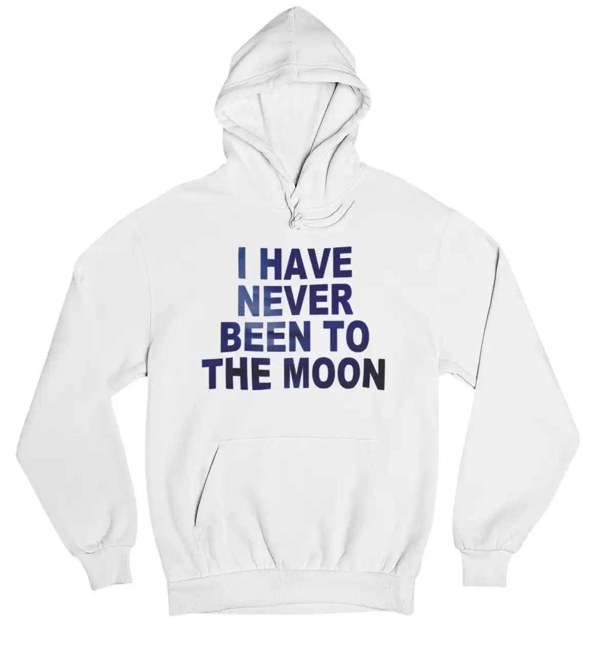 I have never been to the moon hoodie with bold statement text, perfect for casual wear and making a cool, inexpensive style statement.