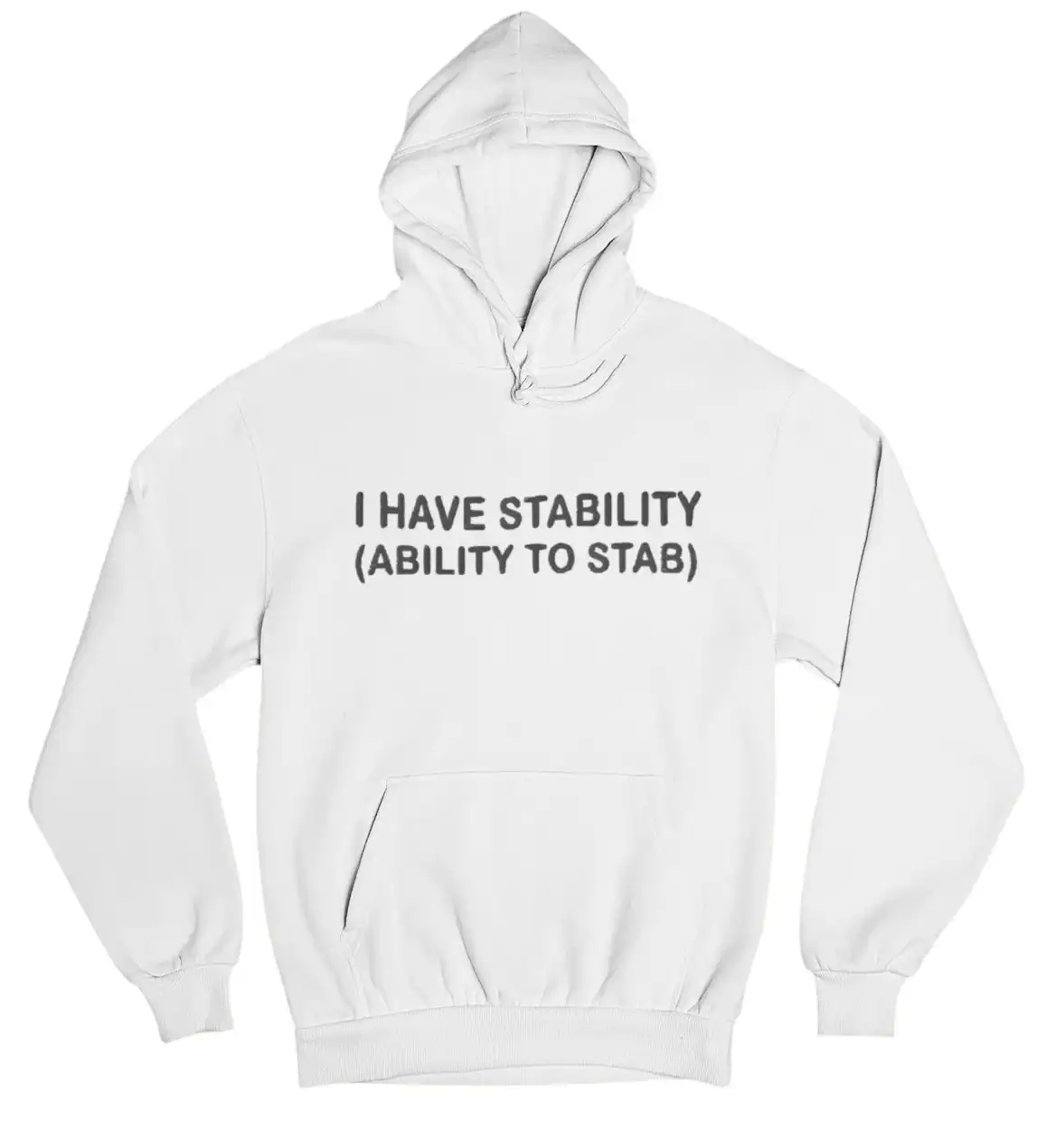 Comfy cheap statement hoodie with funny quote in black text.