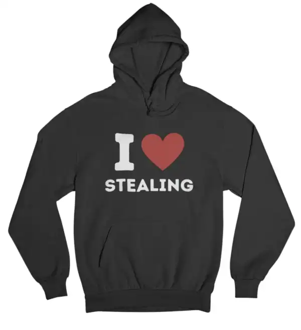 I love stealing hoodie with bold text and heart graphic, perfect for making a statement and expressing your rebellious style on a budget.