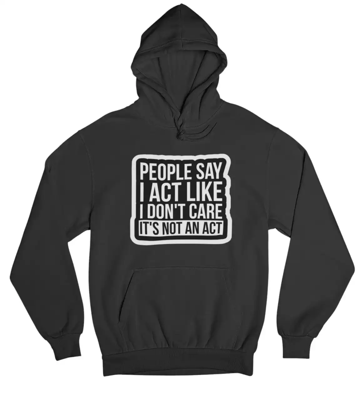 Cheap cool statement clothes, trendy hoodie with bold text design, perfect for casual streetwear fashion. Affordable, stylish, and eye-catching apparel for a confident look.