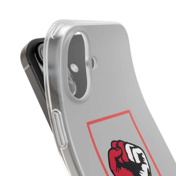 New iPhone with protective case displaying edgy graphic design, modern style, sleek look, and premium quality, perfect for tech enthusiasts and fashion-forward individuals.