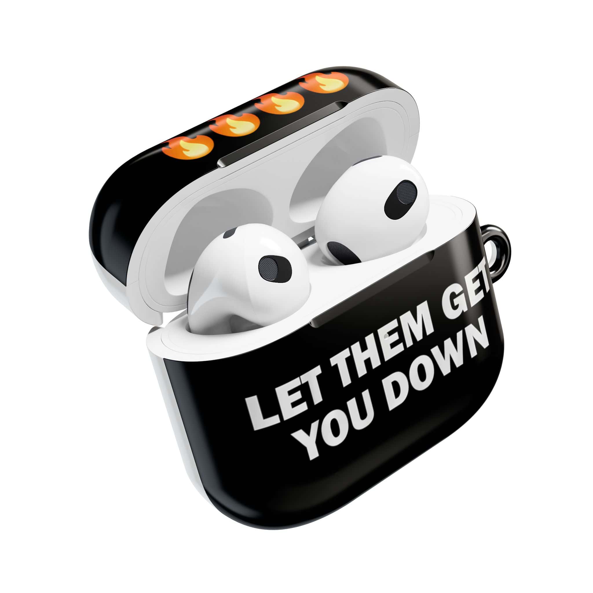 Let them get you down AirPods case with bold statement text, fun and edgy style, perfect for accessory to express confidence and attitude.