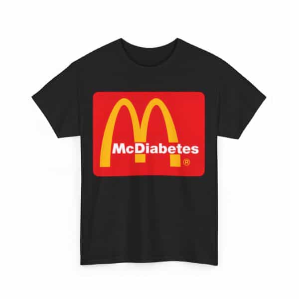 Cheap cool statement clothes with humorous designs like a McDonald's parody logo for McDiabetes. Trendy, affordable graphic tees perfect for making bold fashion statements.