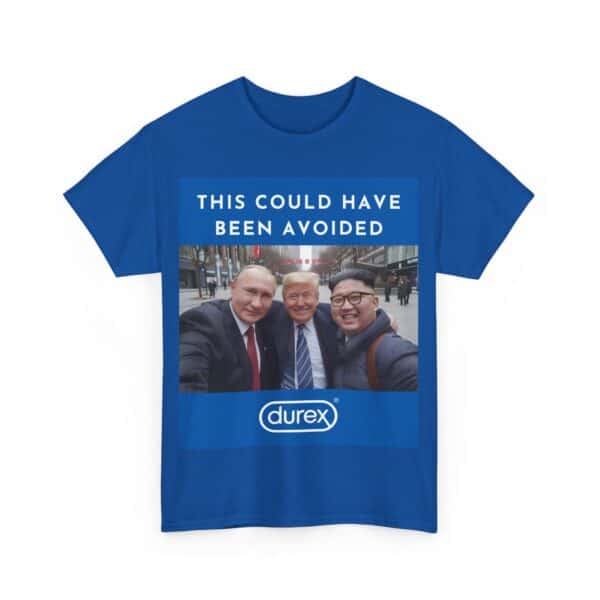 Durex funny meme t-shirt with a comedic photo and slogan, perfect for casual and humorous fashion statements.