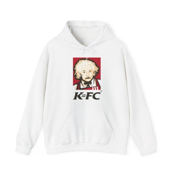 Hoodie featuring a humorous parody of KFC with Einstein's image, perfect for stylish, affordable, and trendy casual wear. Great for those who love funny statement clothes and want to stand out.