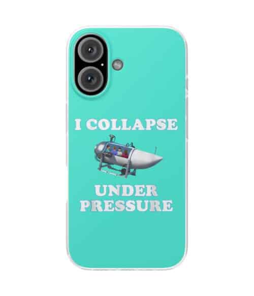 I collapse under pressure funny statement phone case with cartoon rocket design and playful text for cheap cool statement clothes.
