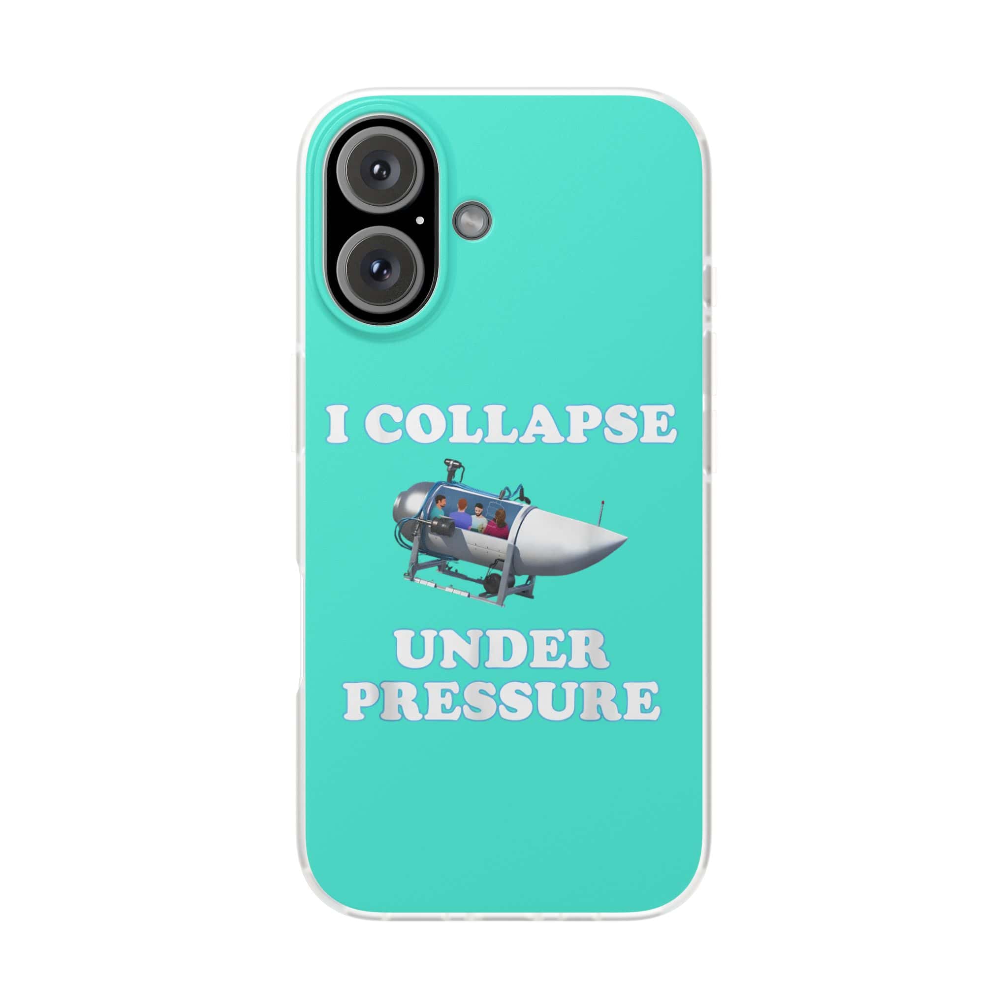 I collapse under pressure funny statement phone case with cartoon rocket design and playful text for cheap cool statement clothes.