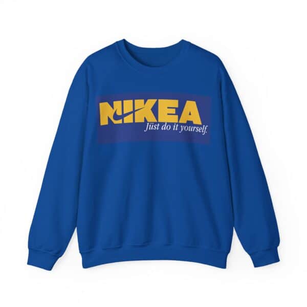 Nikea statement sweatshirt with bold yellow logo and casual slogan, perfect for cool, affordable, and stylish everyday wear.