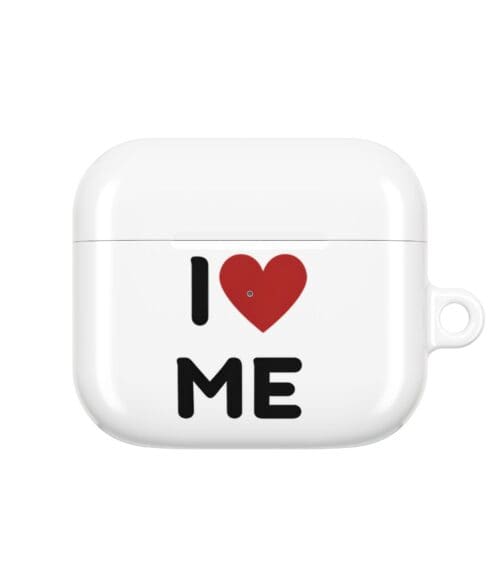 I love Me AirPods case with a simple and trendy design featuring the phrase "I ❤️ Me". Perfect for expressing self-love and adding a stylish touch to your accessories.