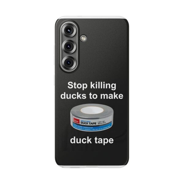 Duck tape with humorous message for satire or meme purposes.