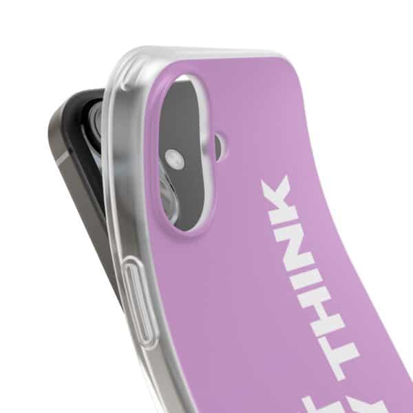 Bold purple smartphone case with white "THINK" text, designed for trendy and affordable statement phone protection.
