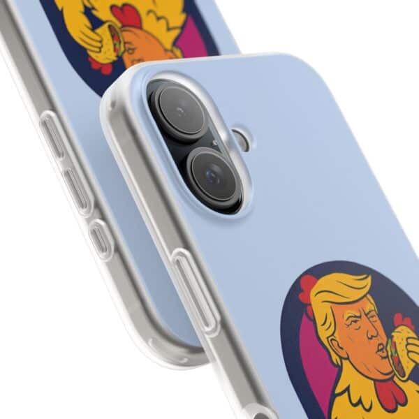 Retro taco cartoon print phone case, light blue limited edition phone accessory, playful streetwear style design for phones, vibrant and fun graphic pattern for casual fashion, relevant for trendy statement tech accessories.