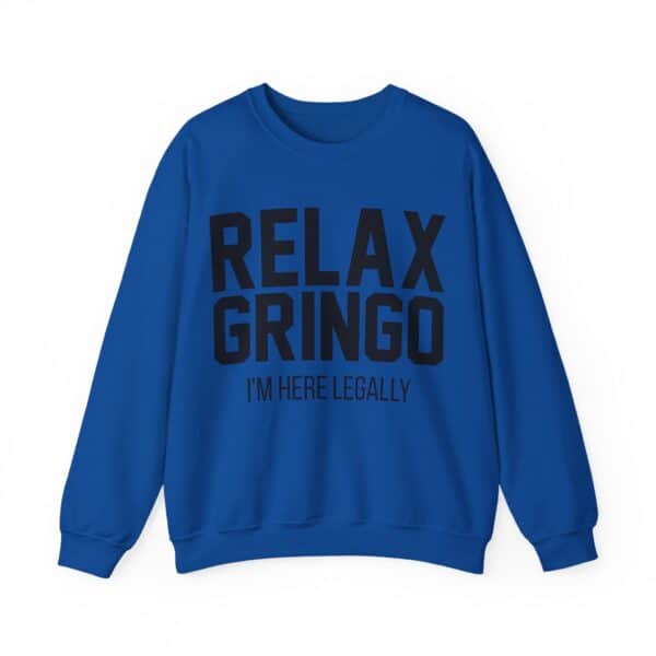 Relax gringo sweatshirt with bold black text, casual and inexpensive streetwear.