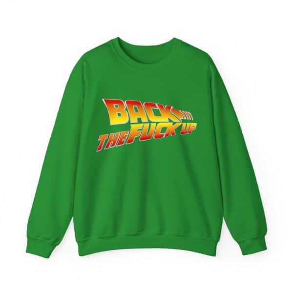 Back to the future inspired sweatshirt with bold graphic text.