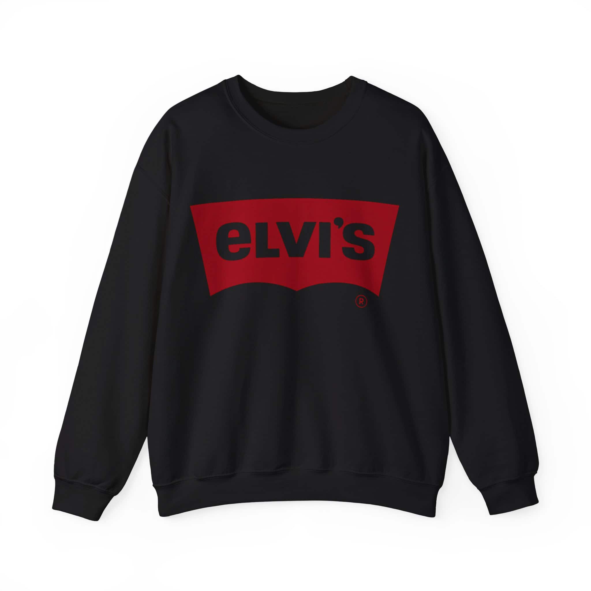 Elvis sweatshirt with bold red and black graphic design, perfect for casual and streetwear fashion statements.
