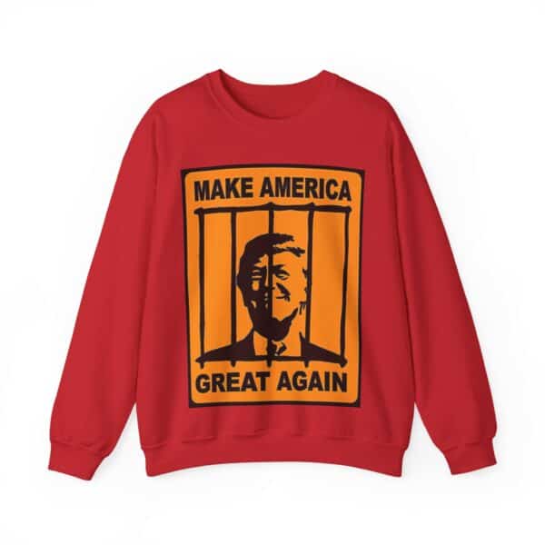 Make America Great Again graphic sweatshirt with bold design and vibrant colors. Perfect for cool, affordable statement fashion.