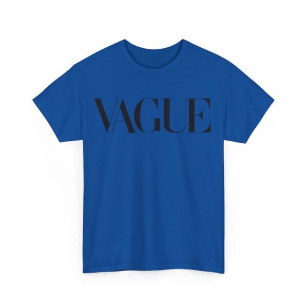 Vogue logo t-shirt in vibrant blue, trendy and affordable casual statement clothing. Perfect for a stylish, budget-friendly look that stands out. Great for everyday wear or making a bold fashion statement.