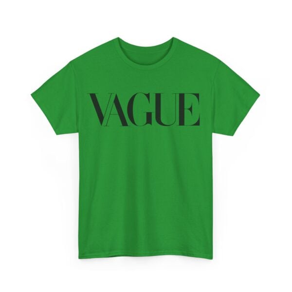 Vague statement t-shirt in bright green with bold black lettering, perfect for casual, affordable, and stylish streetwear.