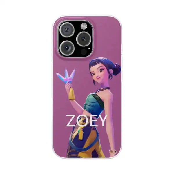 Zoey animated character phone case with trendy, affordable, and stylish statement clothing designs in vibrant colors. Perfect for adding a cool, edgy touch to your phone accessory collection.