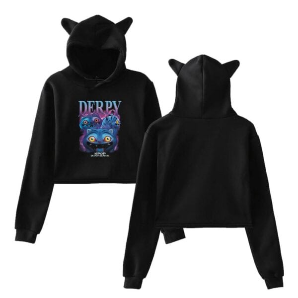 DERPY cartoon character hoodie with colorful graphic print, featuring a cute yet edgy design, perfect for stylish casual wear.