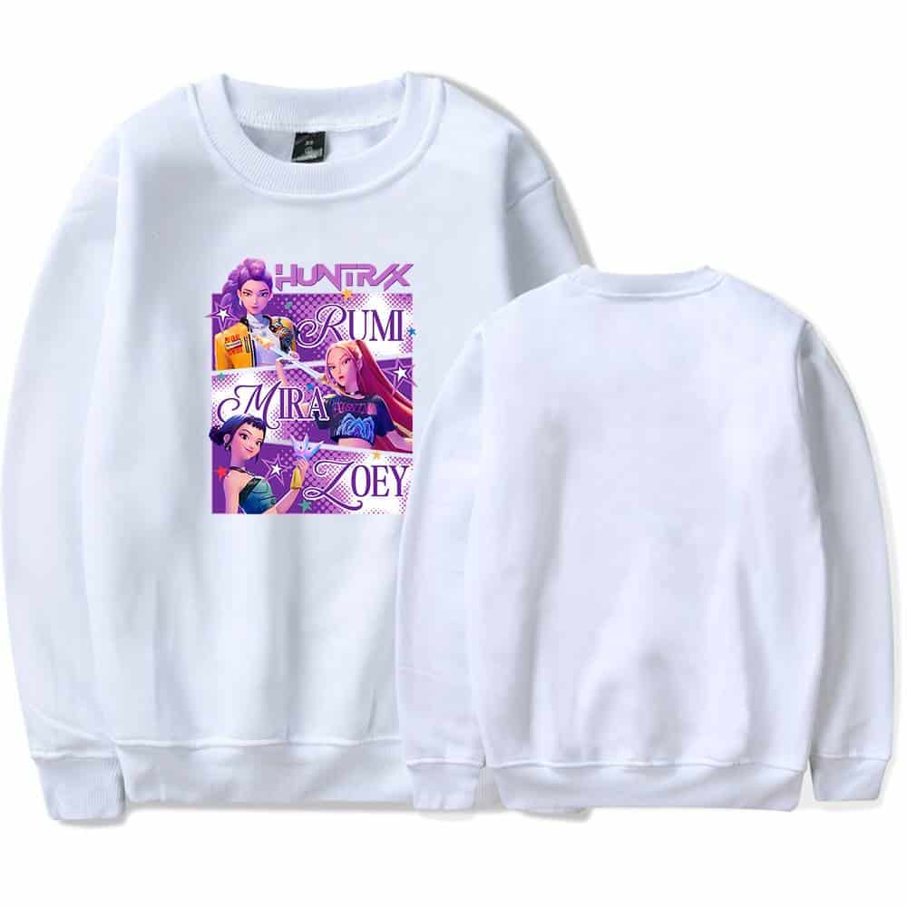 Hunting Ranimira Zoey girls cartoon characters graphic sweatshirt with colorful design on white background.