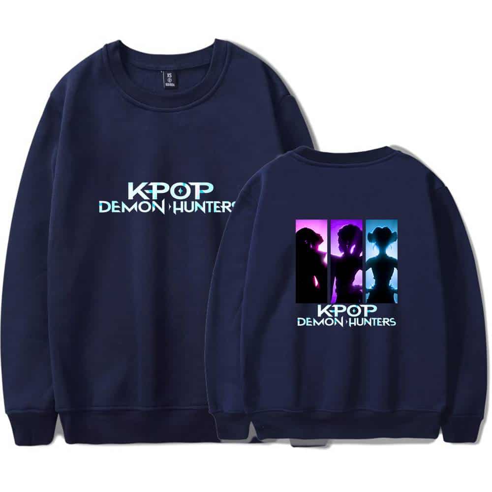 Kpop Demon Hunters sweatshirt, trendy and affordable casual streetwear, featuring bold anime-inspired design for fans of K-pop and gaming culture.
