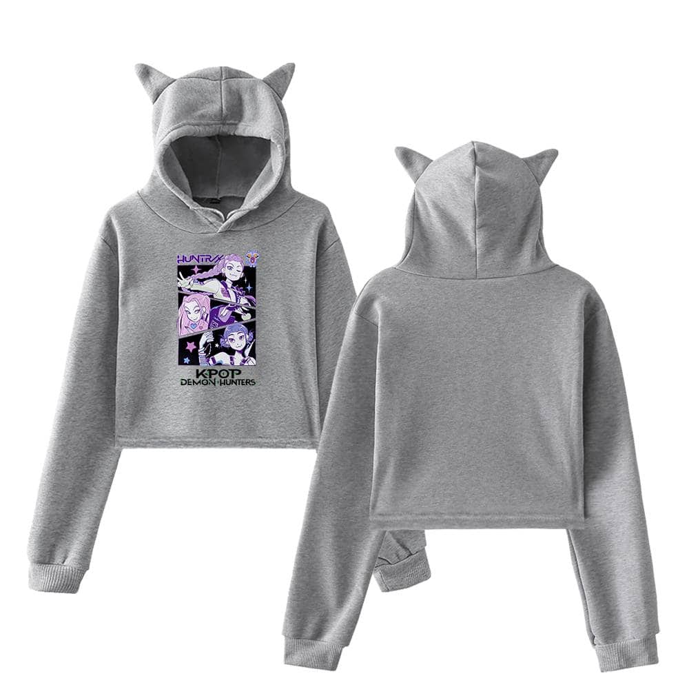 Hoodie with cat ears and anime graphic, casual and trendy streetwear.