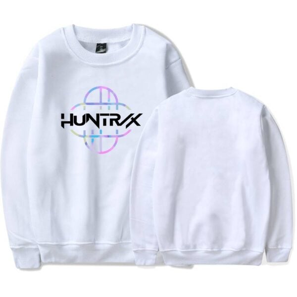 HUNTRX logo sweatshirt with holographic design, stylish and affordable streetwear.