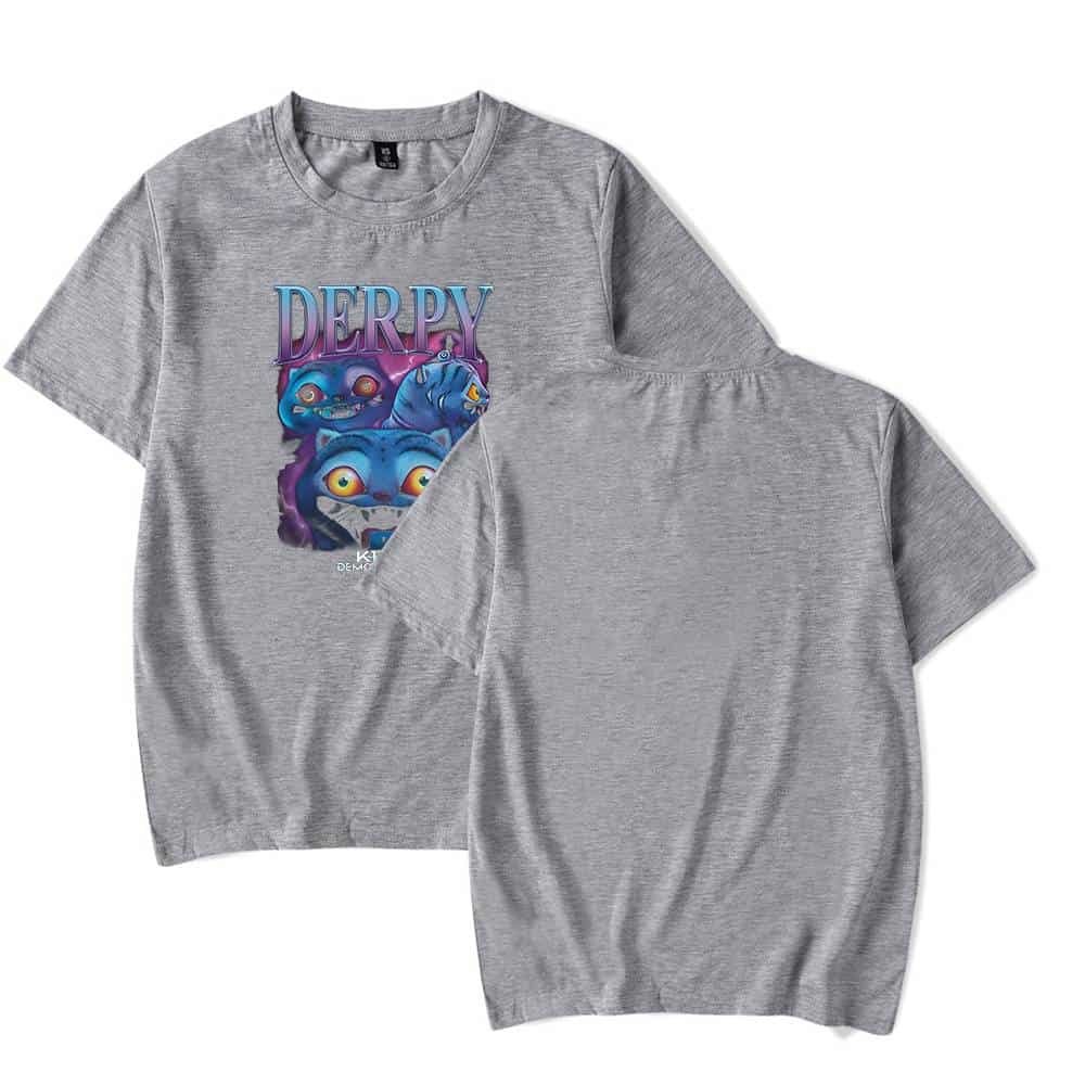 Derpy cartoon character graphic t-shirt in casual gray style, perfect for affordable, trendy, and cool statement outfits.