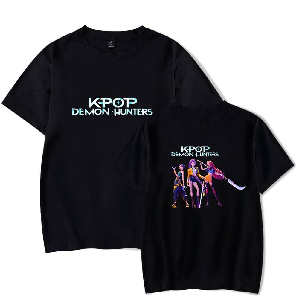 Kpop Demon Hunters T-shirt, trendy and affordable streetwear with bold graphic design and colorful artwork. Perfect for fans of pop culture and street fashion.