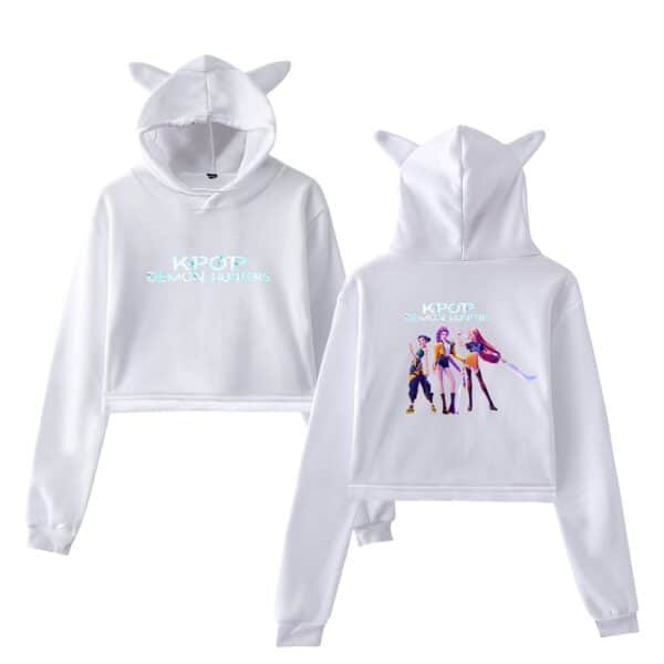 K-pop Demon Hunters hoodie with cute animal ear hood, affordable price, stylish and fun statement casual wear for fans of anime and pop culture.