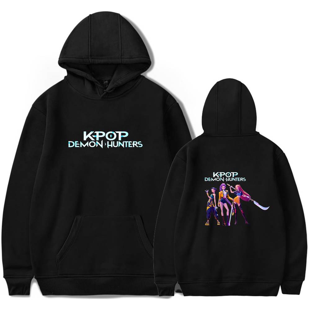 KPOP Demon Hunters hoodie with bold graphic design, affordable trendy streetwear for fans, comfortable and cool statement clothing for everyday style.