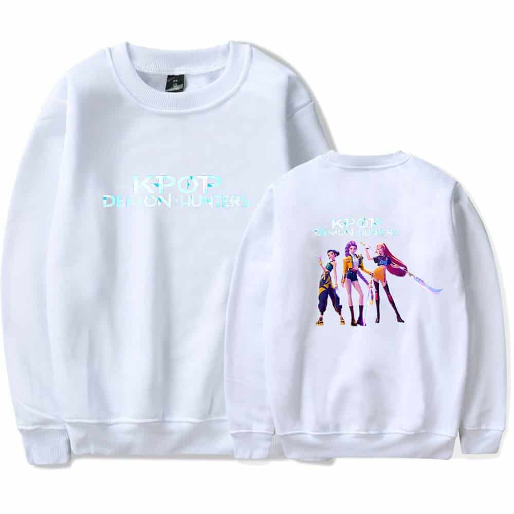 Kpop Demon Hunter graphic sweatshirt, stylish and affordable, perfect for casual wear with a cool Kpop-inspired design and trendy character illustrations.