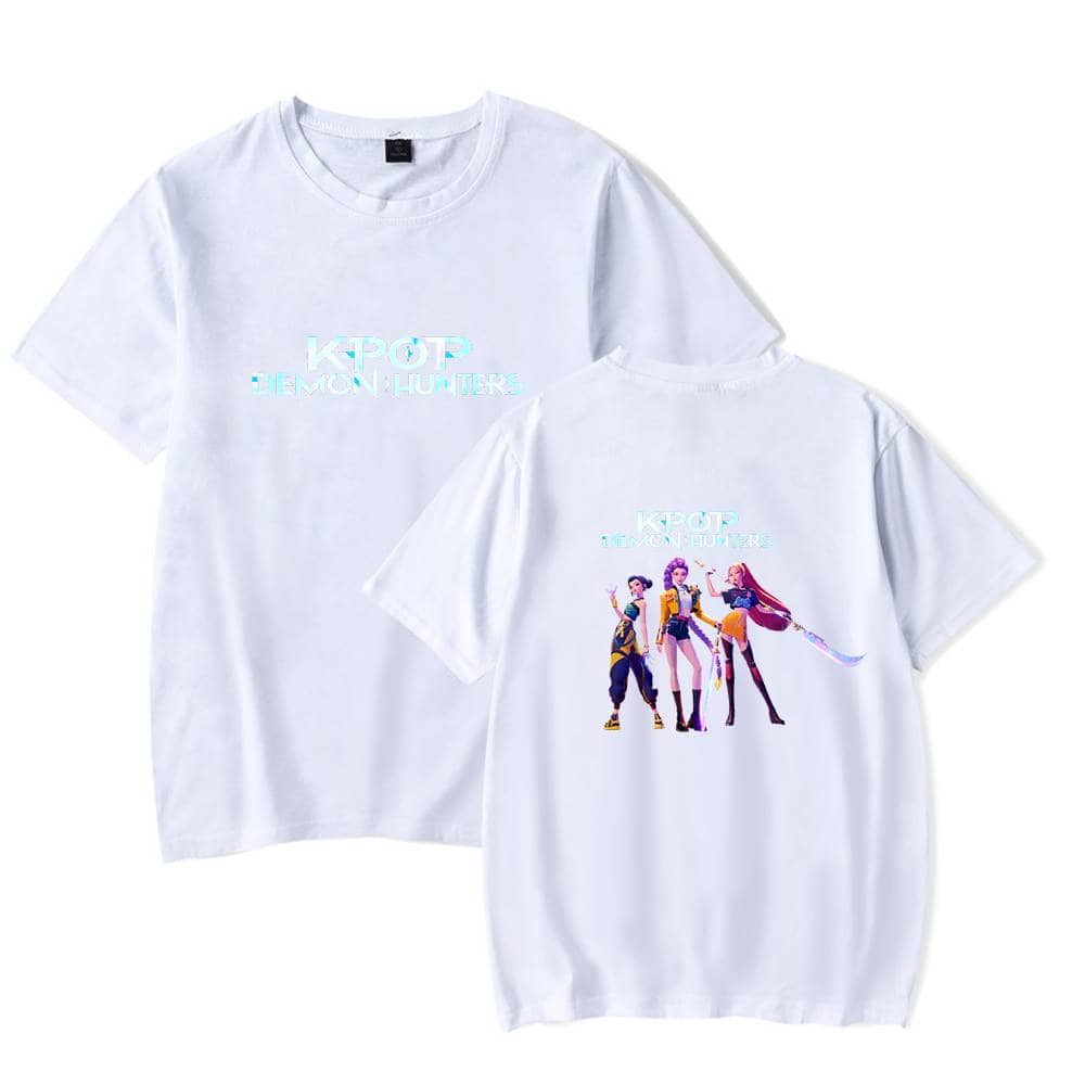 K-pop Demon Hunter graphic T-shirt, affordable trendy streetwear, stylish casual clothing design, cool statement fashion tee, youthful everyday wardrobe essential.