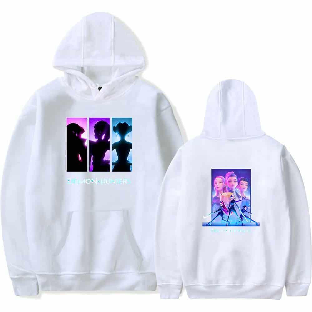 Vaporwave inspired graphic hoodies featuring bold, colorful anime-style silhouettes and vibrant neon hues, perfect for trendy streetwear looks.