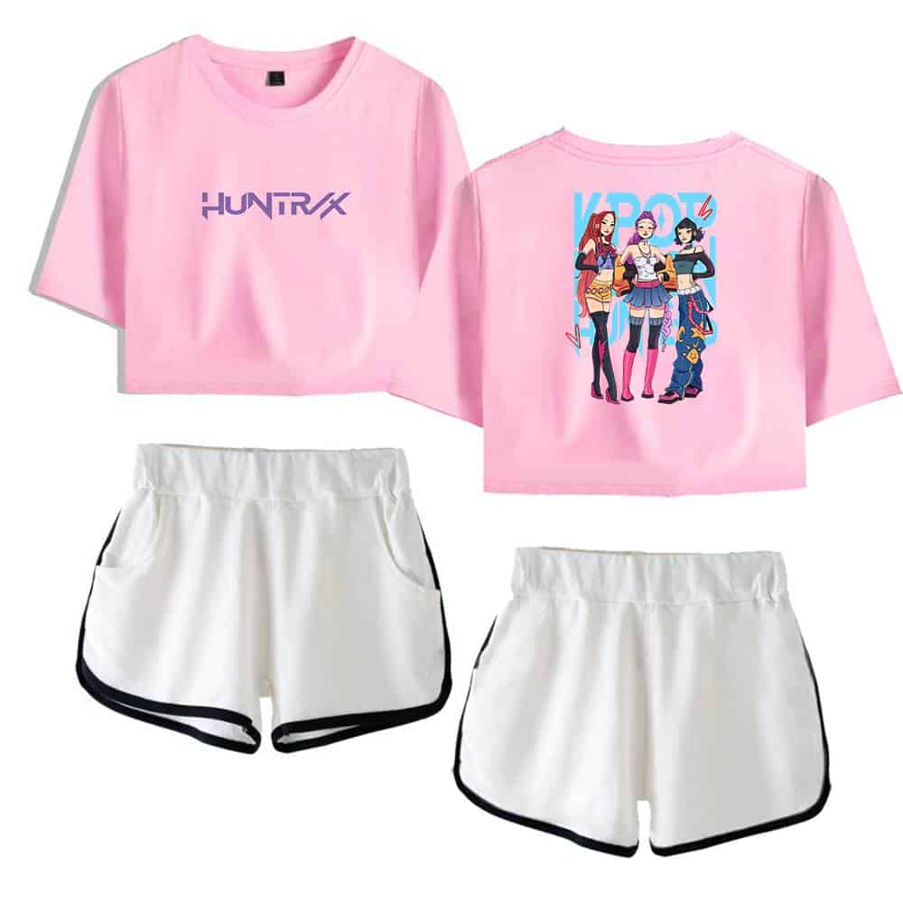 Huntrx graphic t-shirt and stylish shorts set for a cool, affordable streetwear look, perfect for casual everyday wear or making a bold fashion statement.
