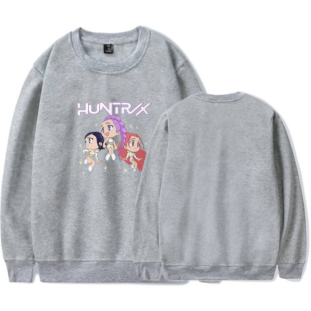 Huntrax cartoon characters graphic sweatshirt, casual and affordable cool statement clothing for teens and young adults, trendy and inexpensive fashion option.