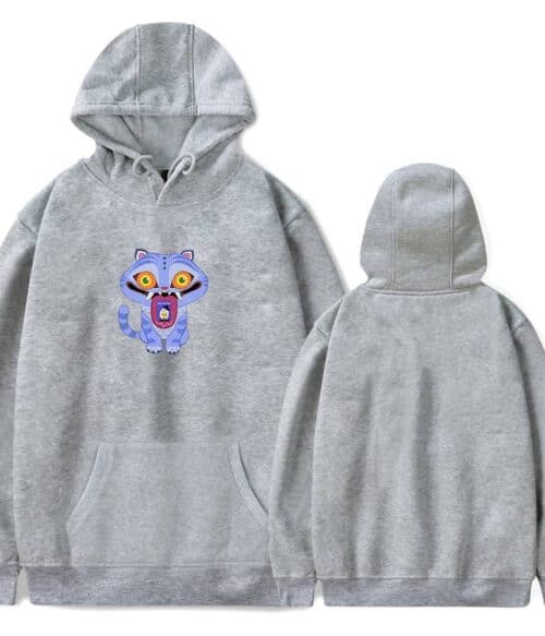 Blue cartoon tiger hoodie with vibrant colorful design, casual streetwear style, oversized fit, perfect for teens and young adults seeking affordable and trendy statement clothes.