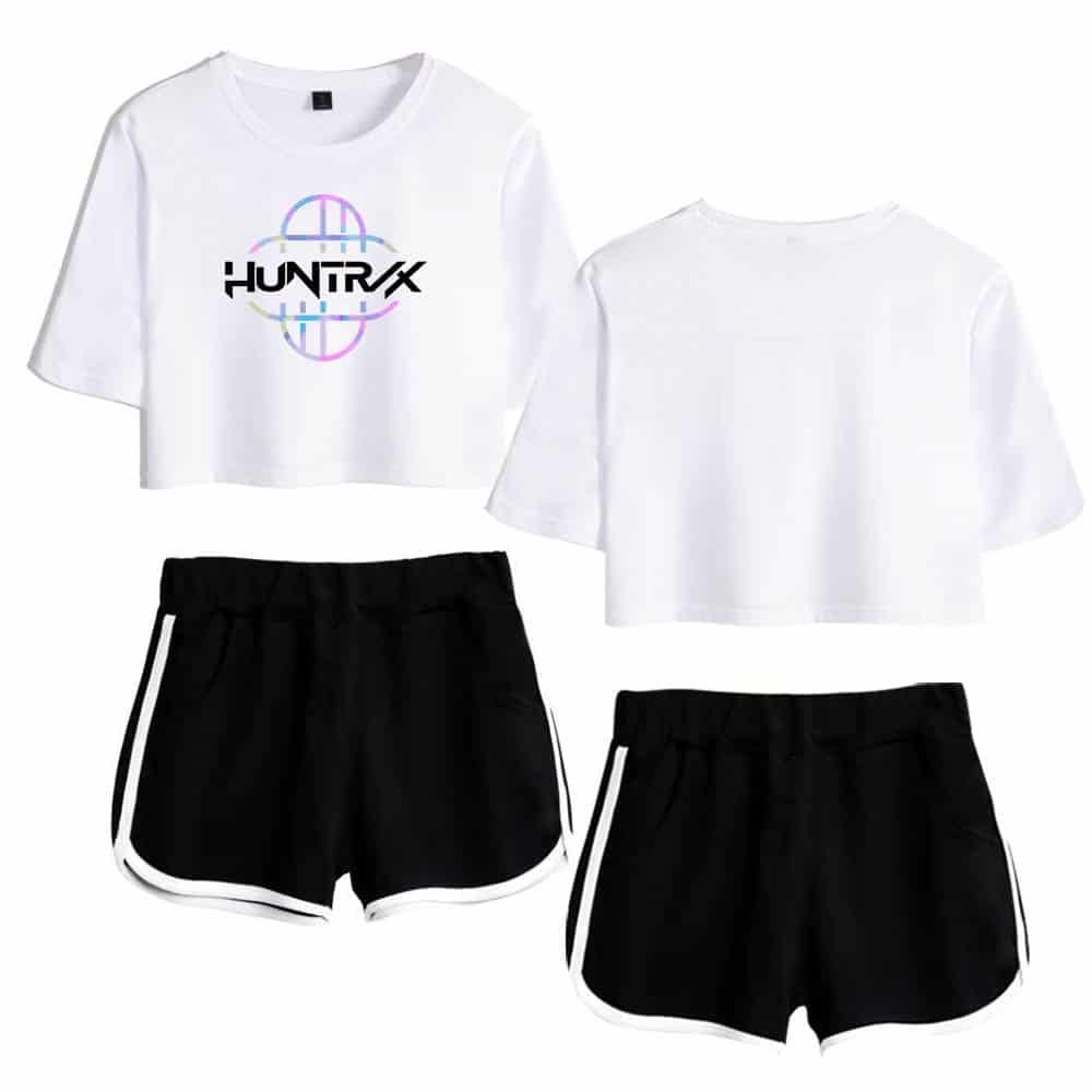 IHUNTRX casual crop top and athletic shorts set, stylish and budget-friendly for trendy streetwear. Perfect for a cool, relaxed look on a budget.