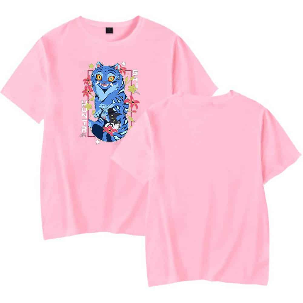 Cute cartoon tiger graphic t-shirt in pastel pink, trendy and affordable streetwear style, perfect for casual cool statement outfits.