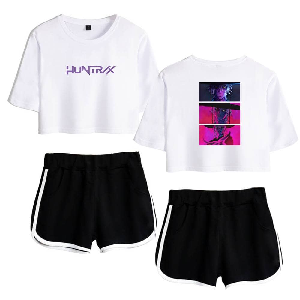 Hɪntɹɪks crop top and shorts set with graphic print, trendy and affordable casual wear for stylish streetwear looks, perfect for a cool, laid-back vibe.
