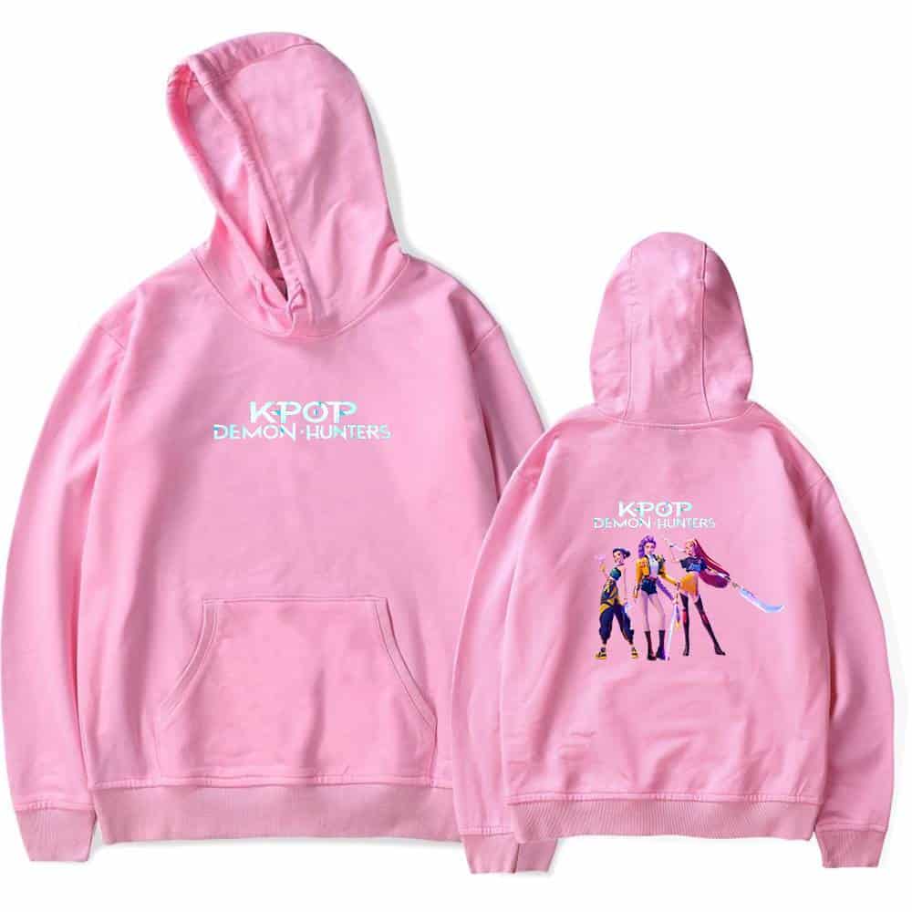 Kpop Demon Hunters pink hoodie, stylish casual streetwear for fans, affordable and trendy statement clothing.