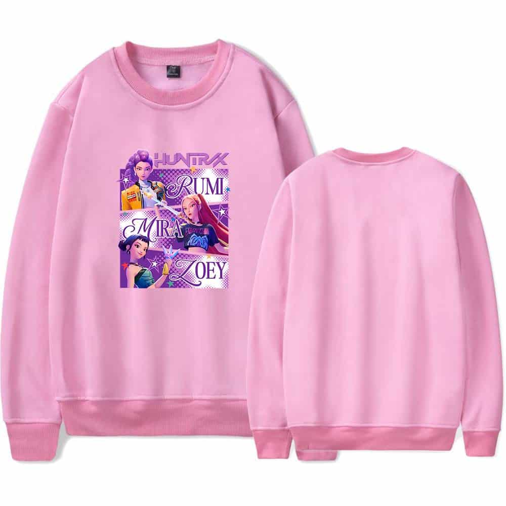 Hunny Girls' Cartoon Themed Pink Sweatshirt with Popular K-pop Inspired Design.
