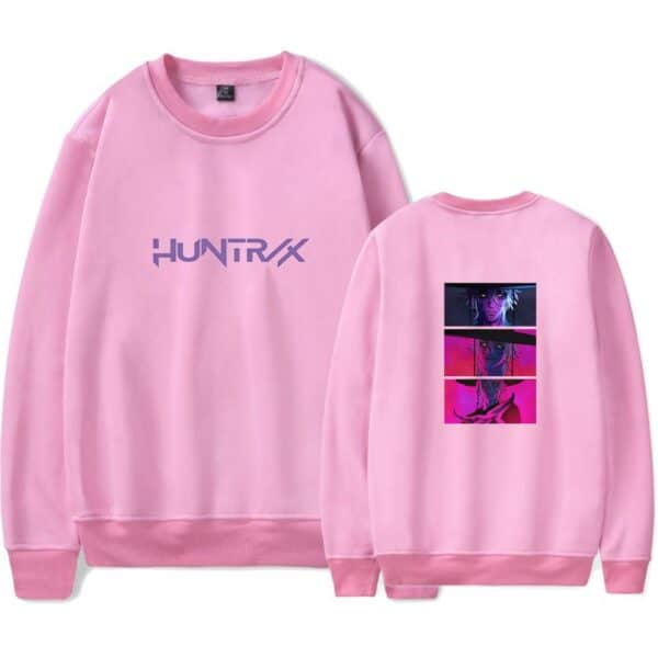 Hunttrax pink stylish casual sweatshirt with graphic design for streetwear fashion.